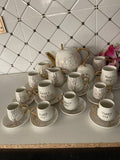 Tree Tea Set with palm tree design and gold touch.