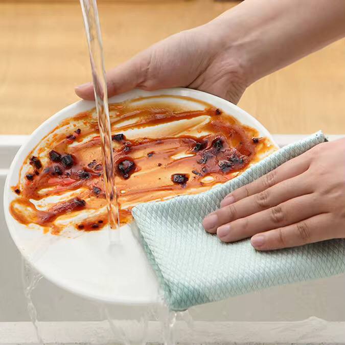 5pcs Fish Scale Microfiber glass Cleaning Cloth
