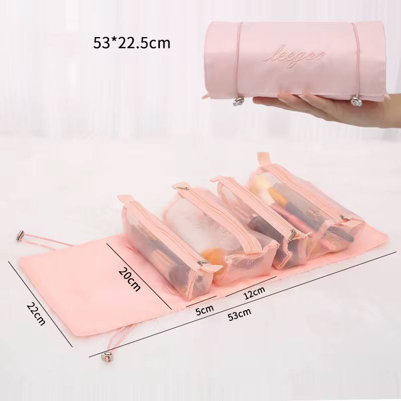 4 In1 Cosmetic Bag Nylon Mesh Detachable Makeup Bag