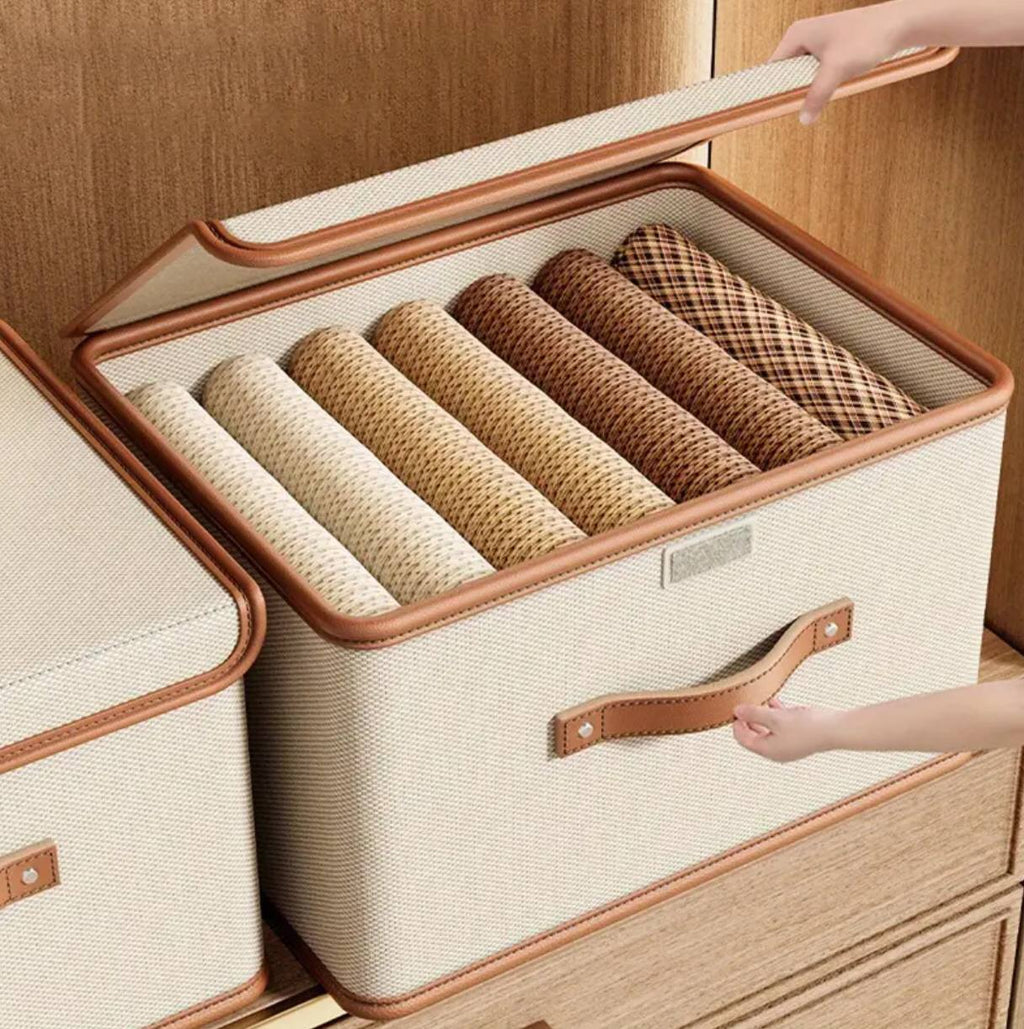 Versatile Foldable double compartment closet organizer with a divider