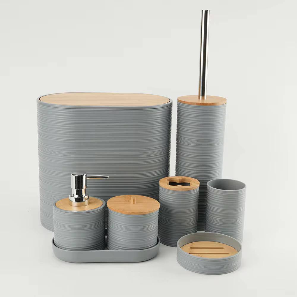 8 pcs Bathroom accessories set*/holizontal bamboo cover
